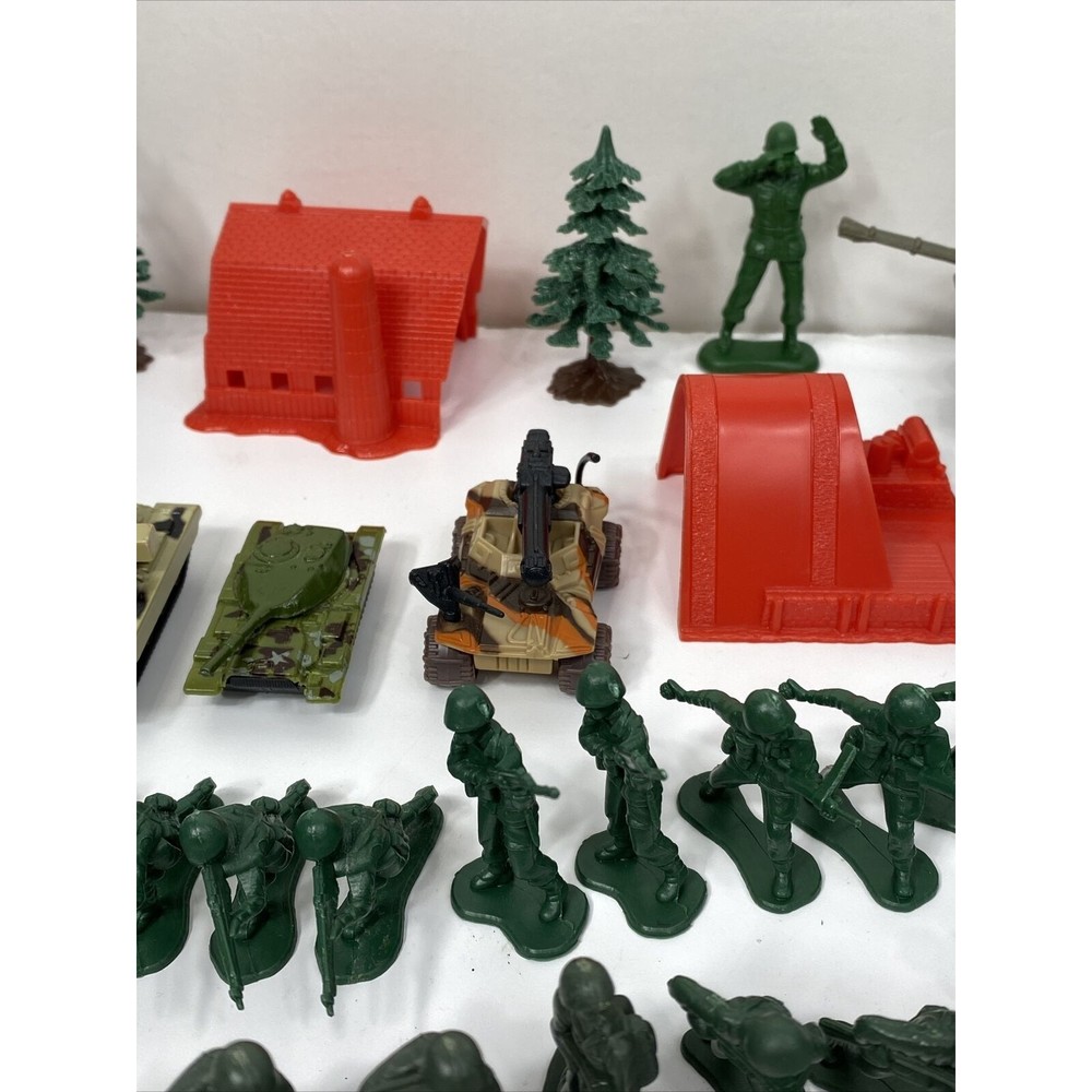 Military Figures Tank Vehicle Lot Mortar Weapon Army Soldiers Troops Barn Jet - Picture 4 of 16